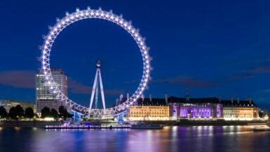 Glittering Night view of the iconic London Eye.