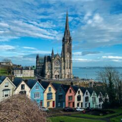 Beautiful deck of house with cobh cathedral in background.