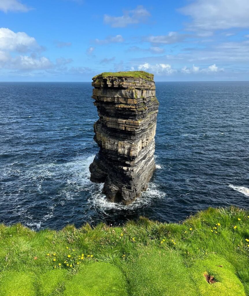 Majestic Sea Stack at Downpatrick Head, Ireland, Rising from the Atlantic Ocean